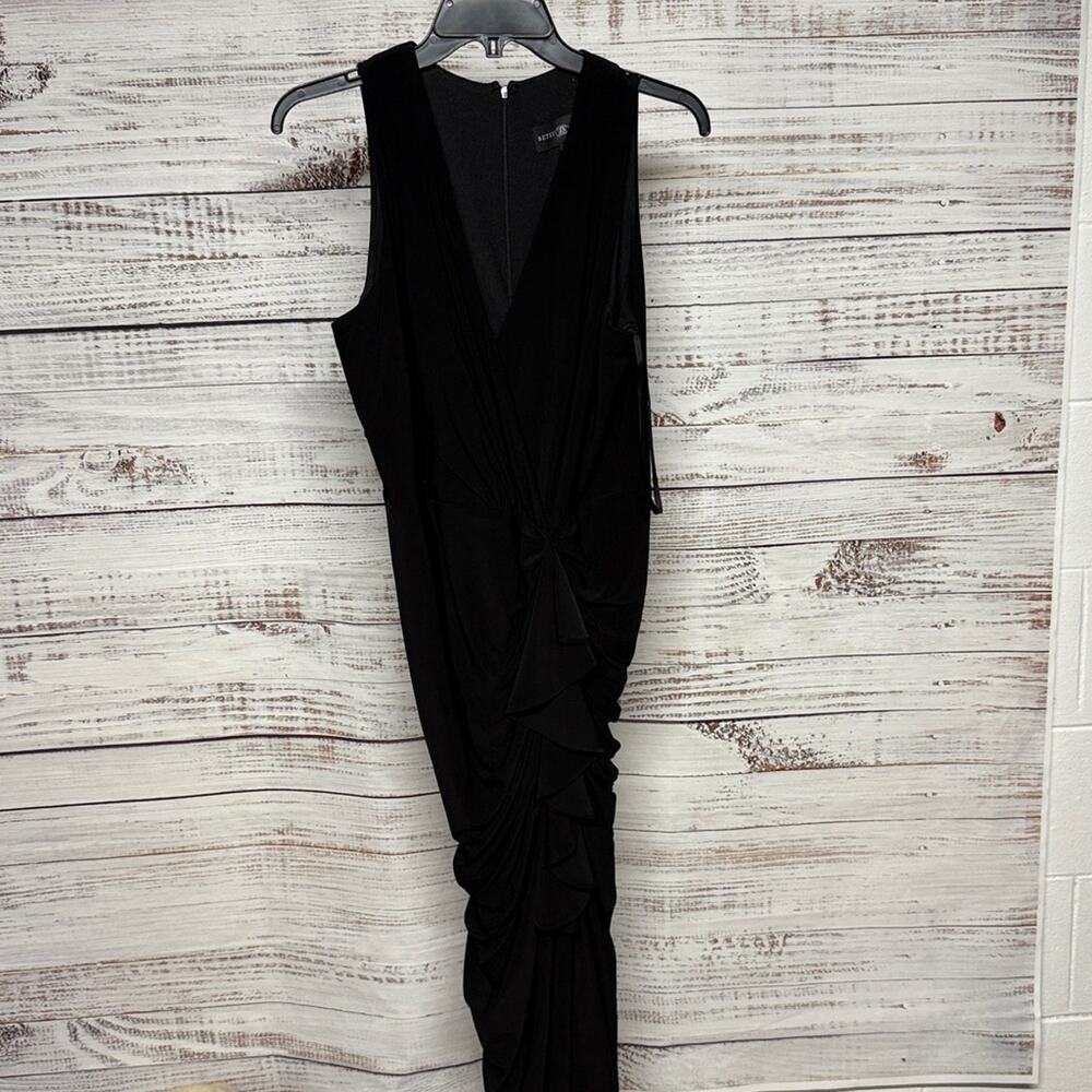 Betsy & Adam Classic Black Dress Size 14 Formal Body Con Long